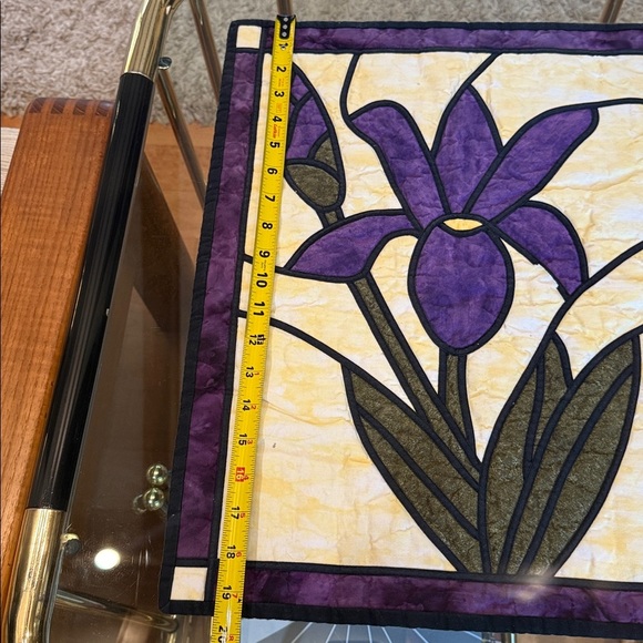 Purple and Yellow iris table cover quilt or Wall Hanging - Picture 3 of 6